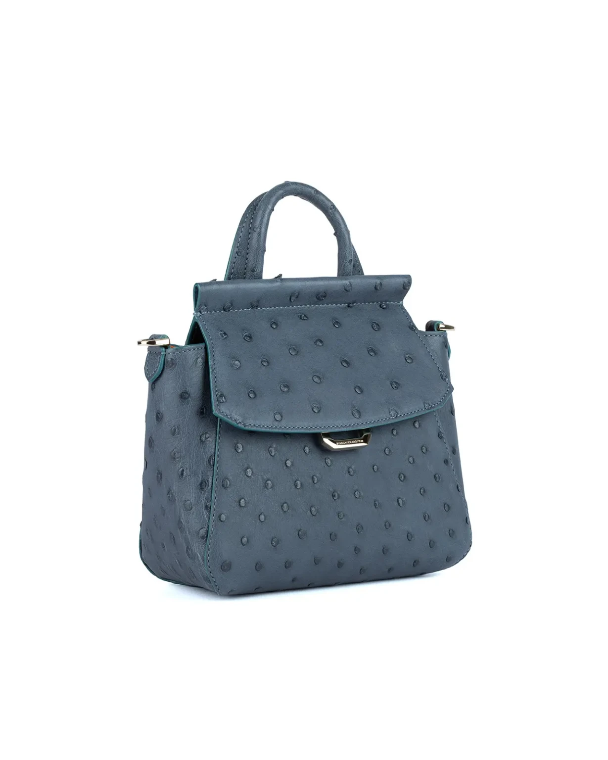Novella S borsa a mano piccola in struzzo Papavero Blue