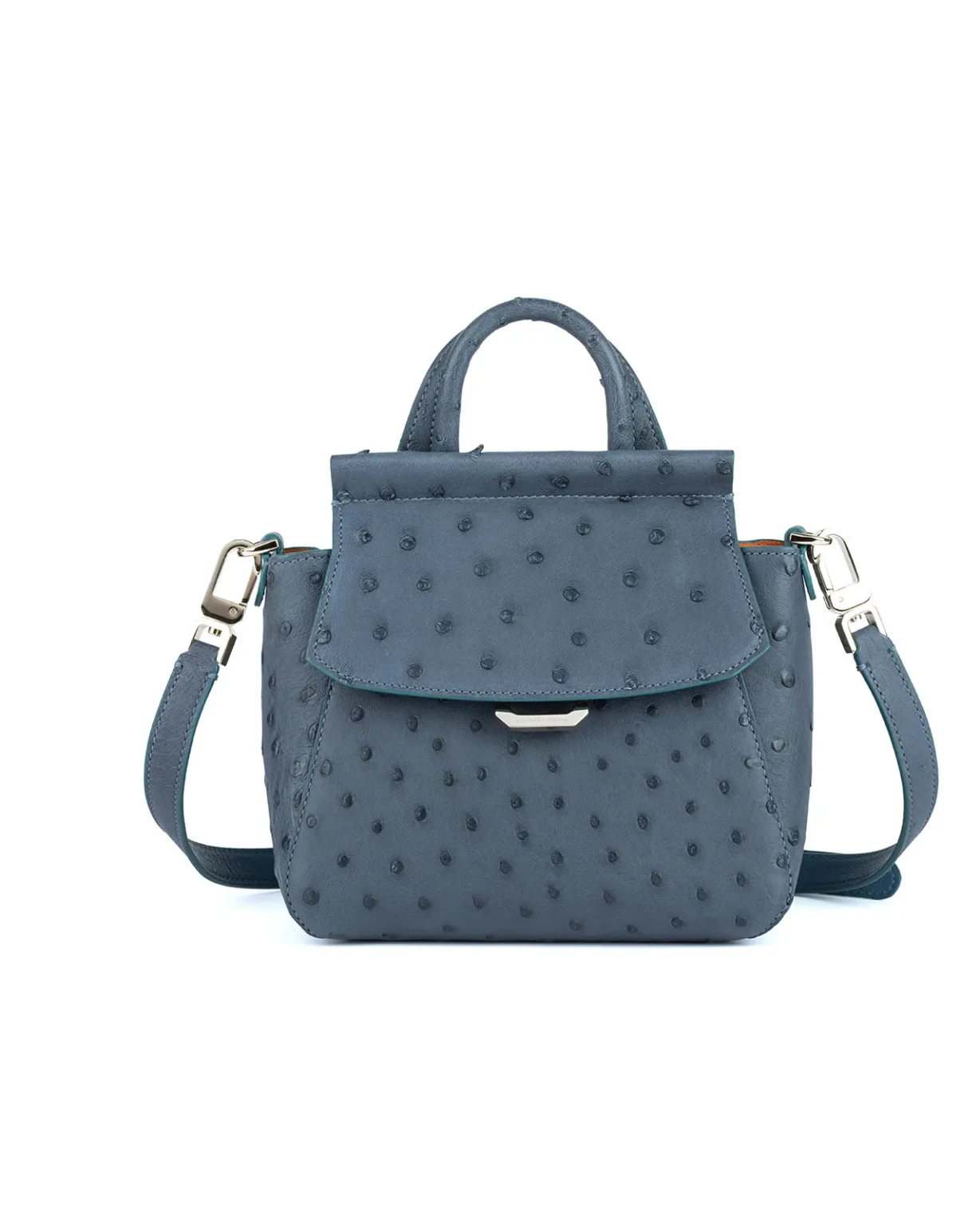 Novella S borsa a mano piccola in struzzo Papavero Blue