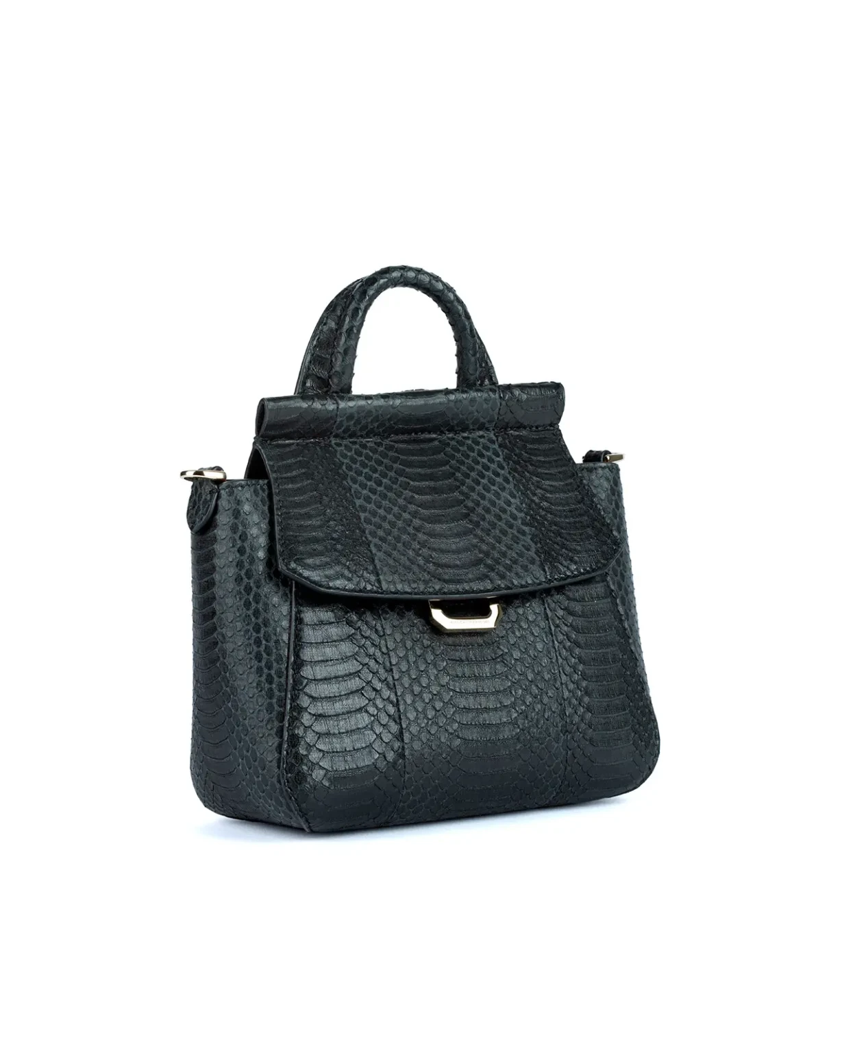 Novella S borsa a mano piccola in struzzo Carbone