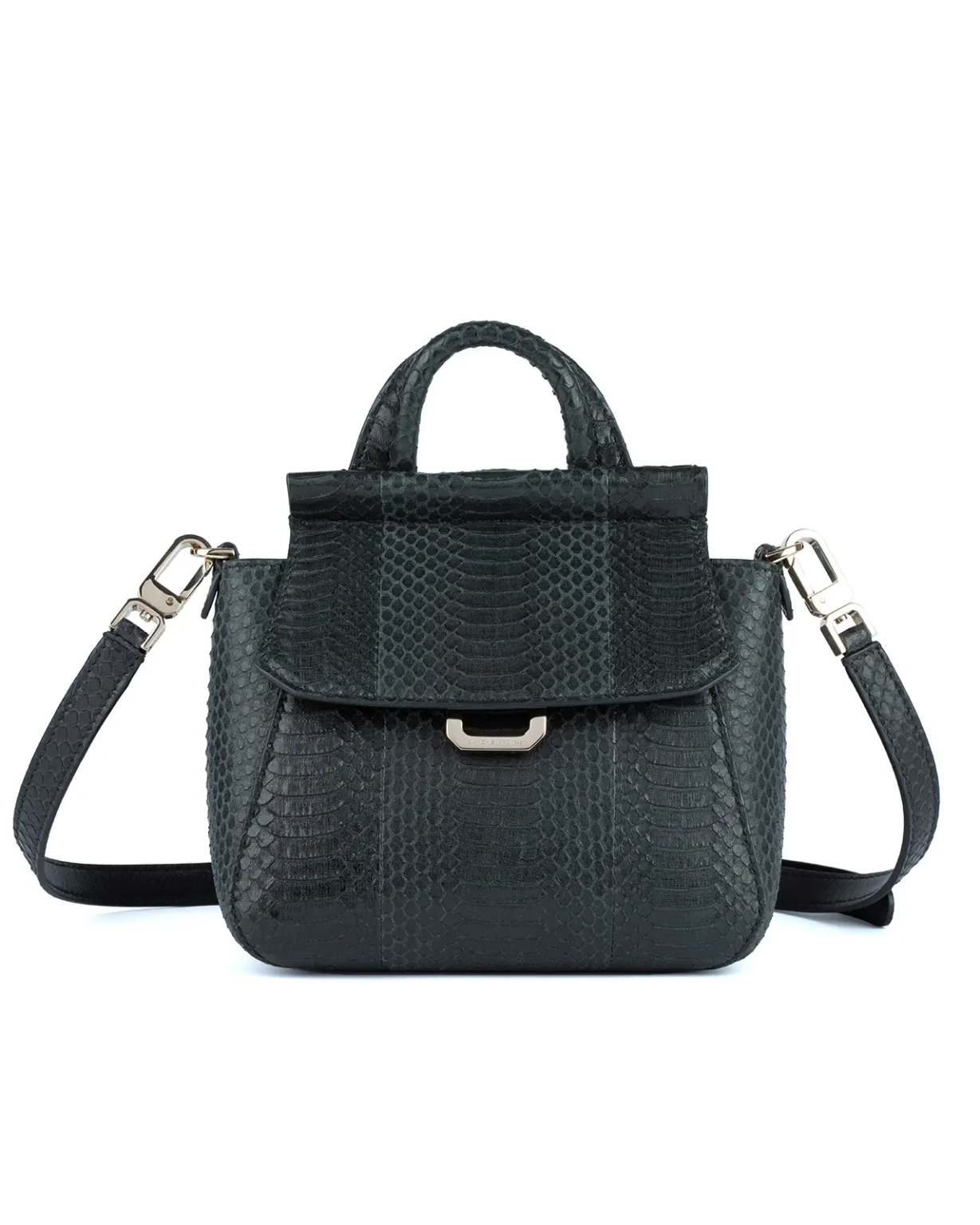 Novella S borsa a mano piccola in struzzo Carbone