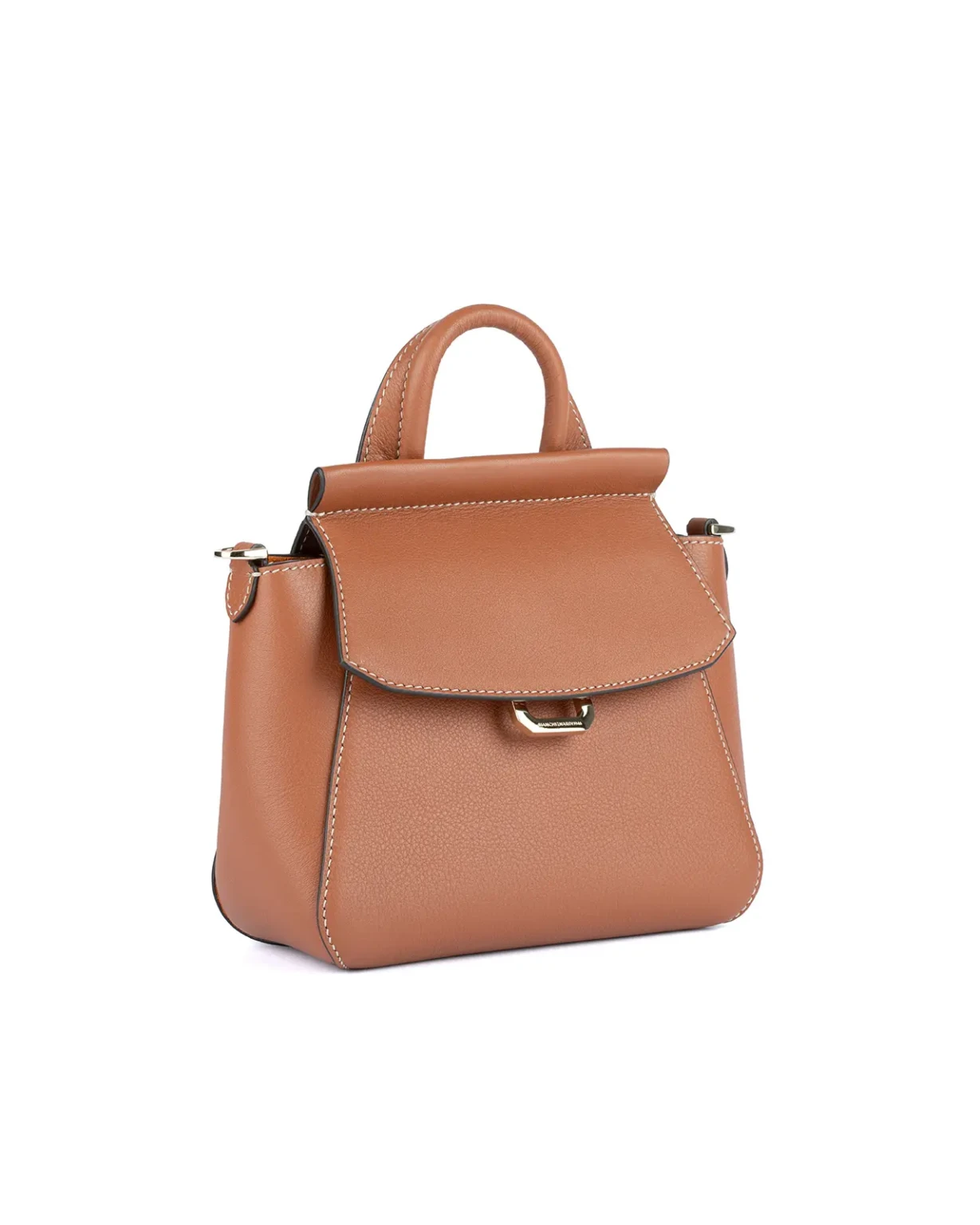 Novella S borsa a mano piccola in vitello Cannella