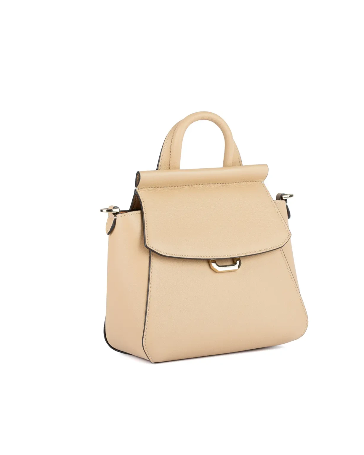 Novella S borsa a mano piccola in vitello Cappuccino