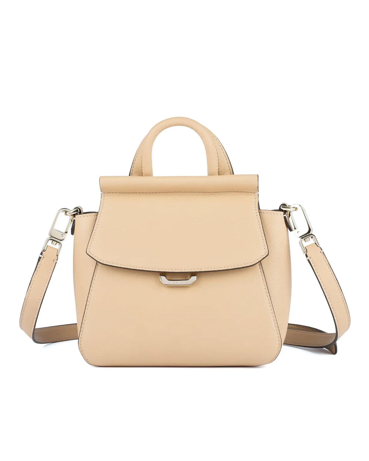 Novella S borsa a mano piccola in vitello Cappuccino