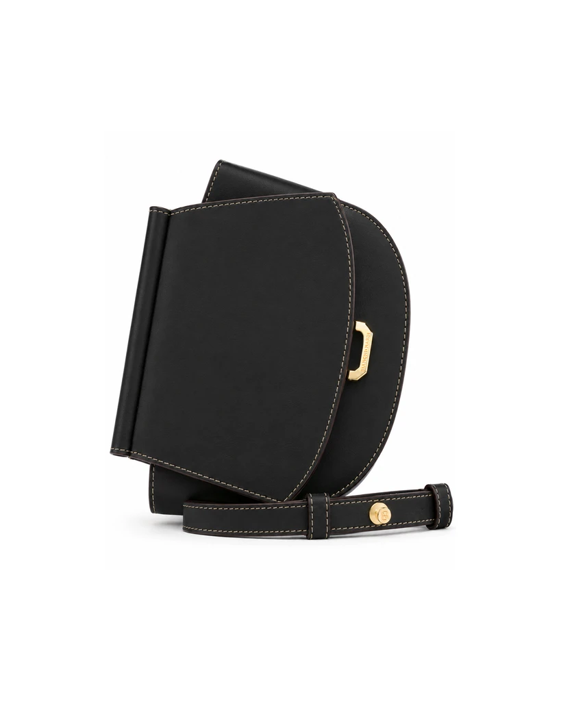 WB0128.VIT.900 LG SCARSELLA BAG IN CALF LEATHER NERO CARBONE LIGHT GOLD