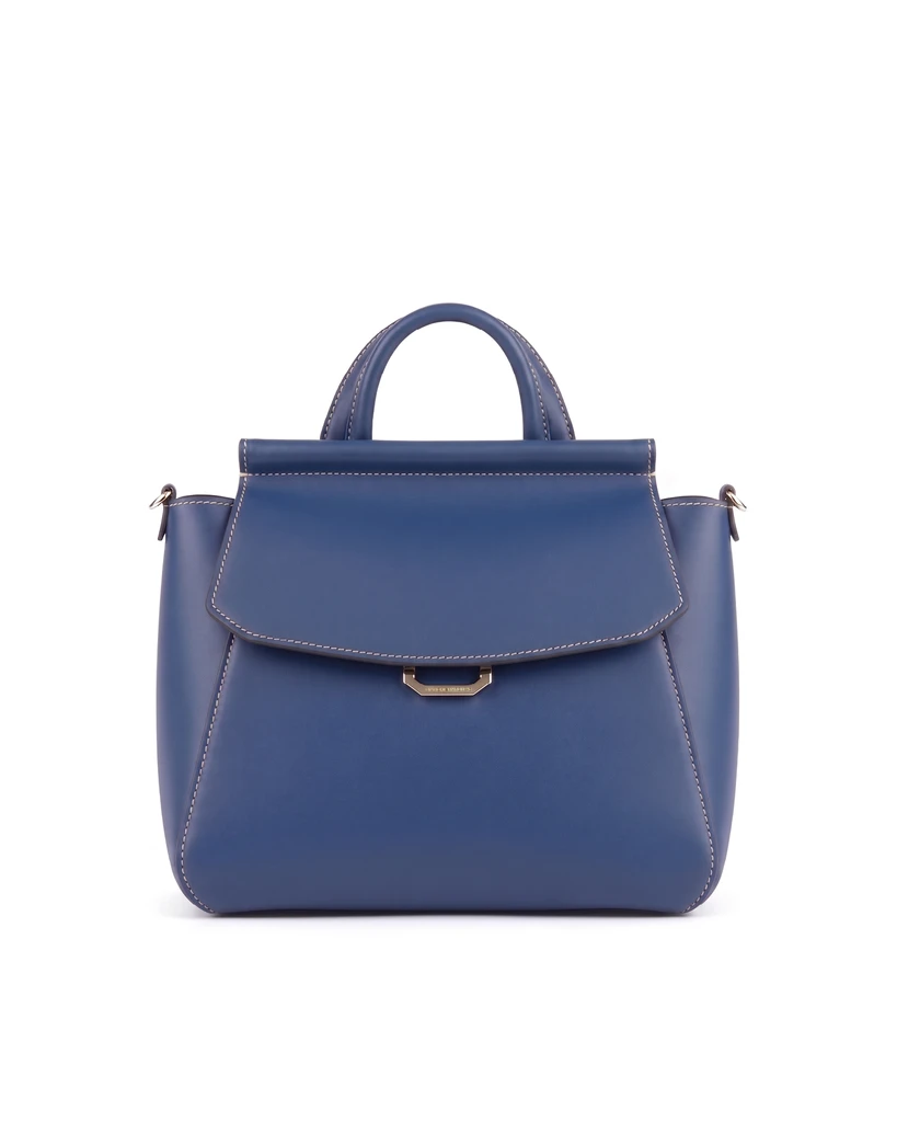 WB0129.VIT.610 LG NOVELLA M IN CALF LEATHER BLU PAPAVERO BLU LIGHT GOLD